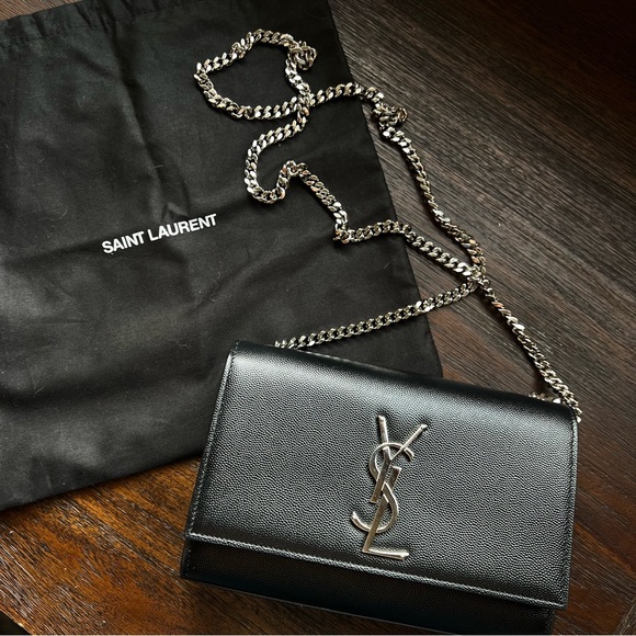 Saint Laurent Kate Small Silver Black Crossbody - Picture 1 of 12